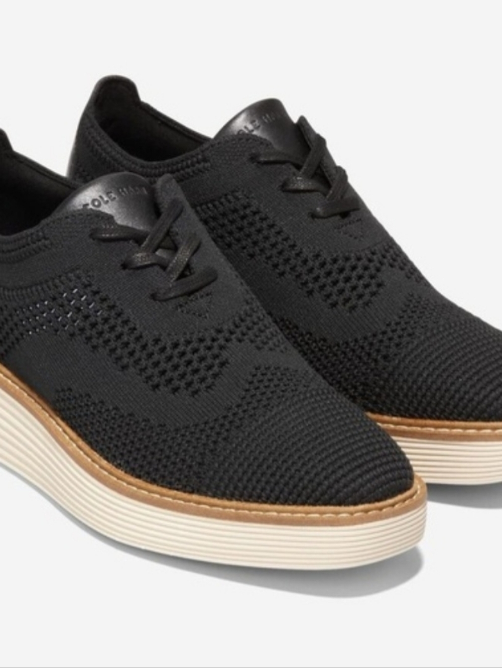 Cole Haan Black Knit Derby with Contrasting White Sole